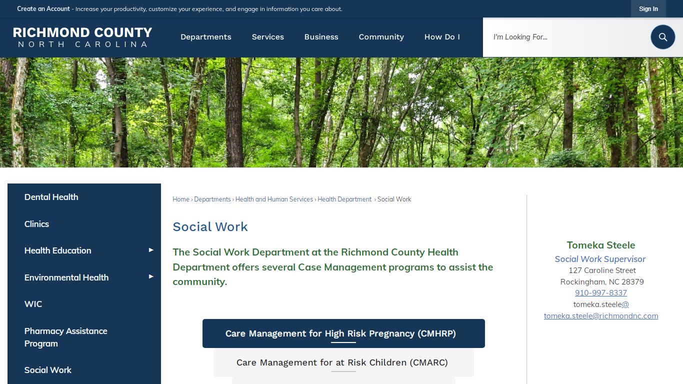 Social Work | Richmond County, NC - Official Website